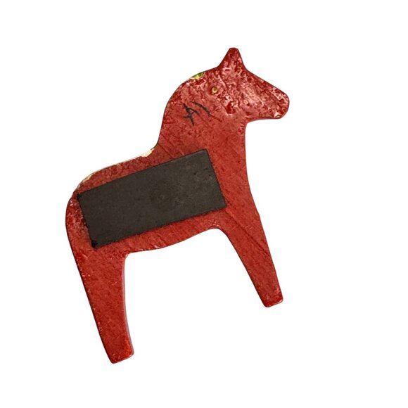 Hand-Painted Swedish Dala Horse Magnet 2" Red Folk Art Sweden - Picture 6 of 6